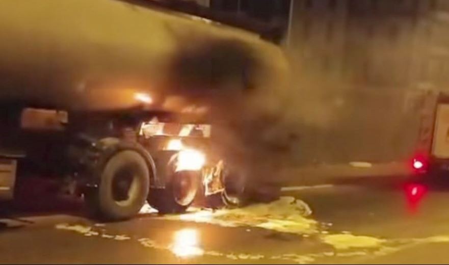 NURDAĞI- BAHÇE YOLUNDA TANKER YANGINI